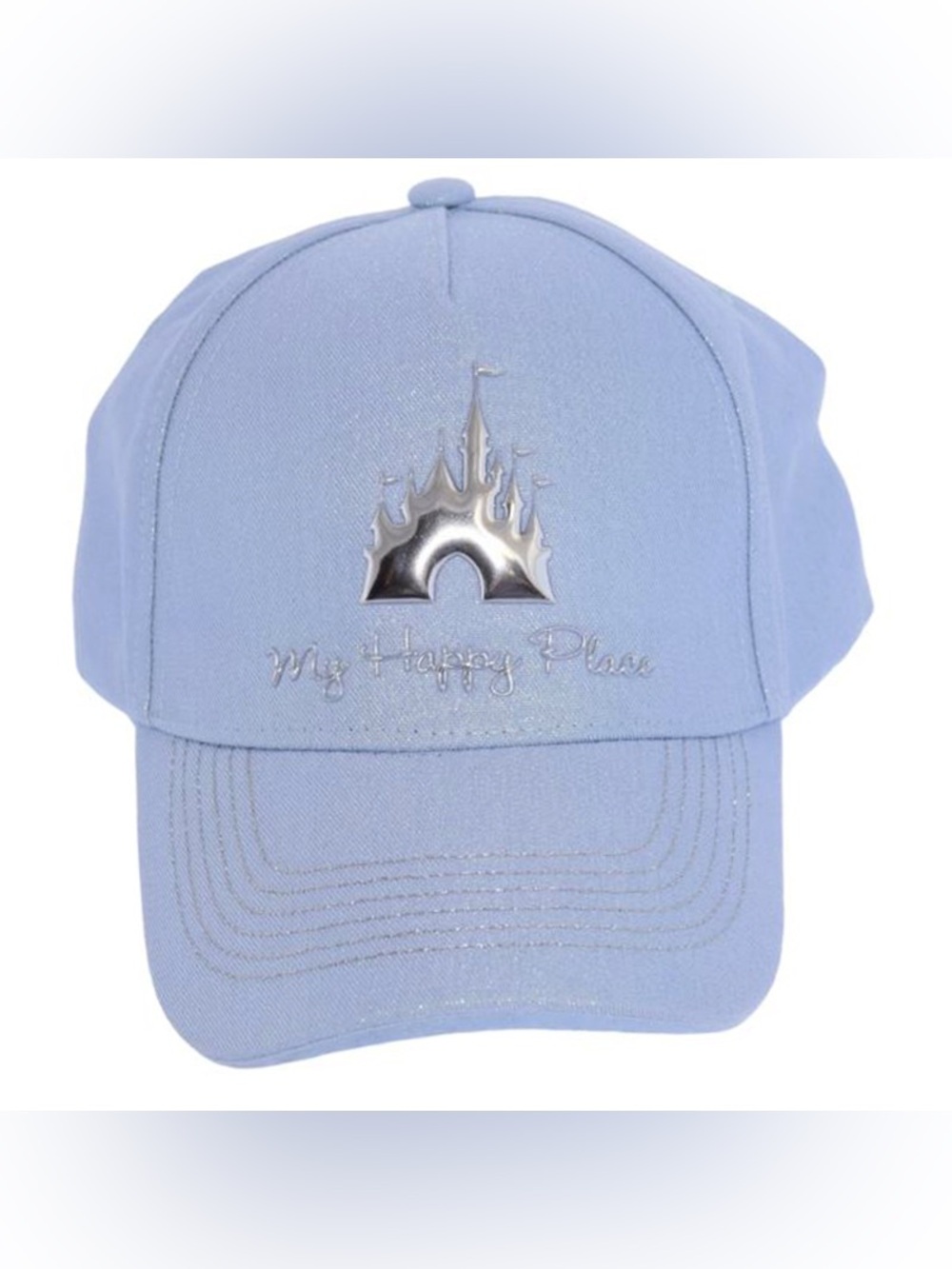 Disney Light Shimmery Blue Adult Hat “my happy place” with castle